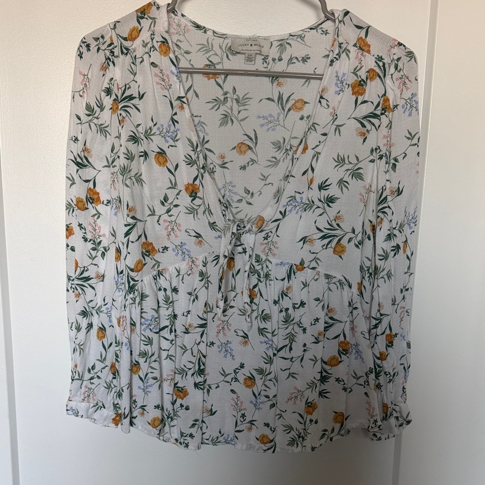 Lucky Brand White Floral Blouse